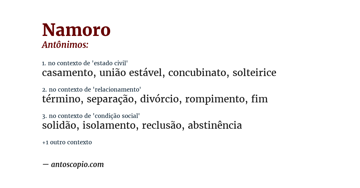 Antônimo de namoro