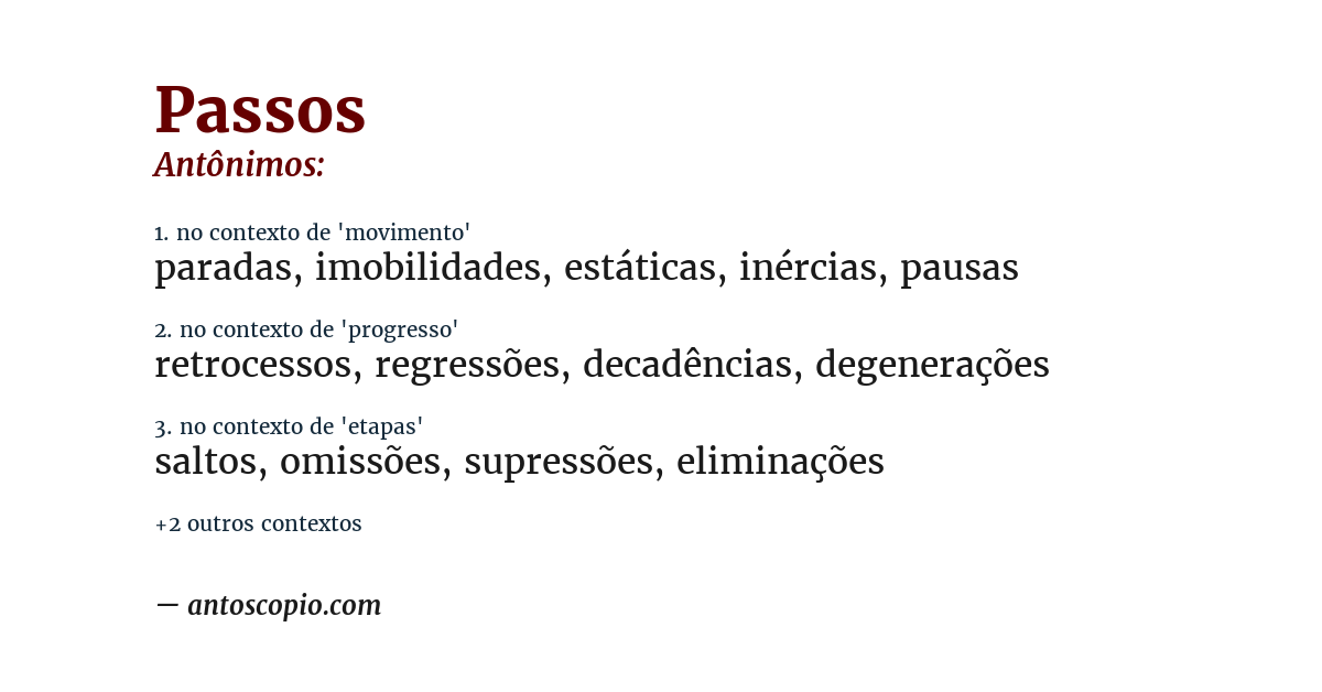 Antônimo de passos