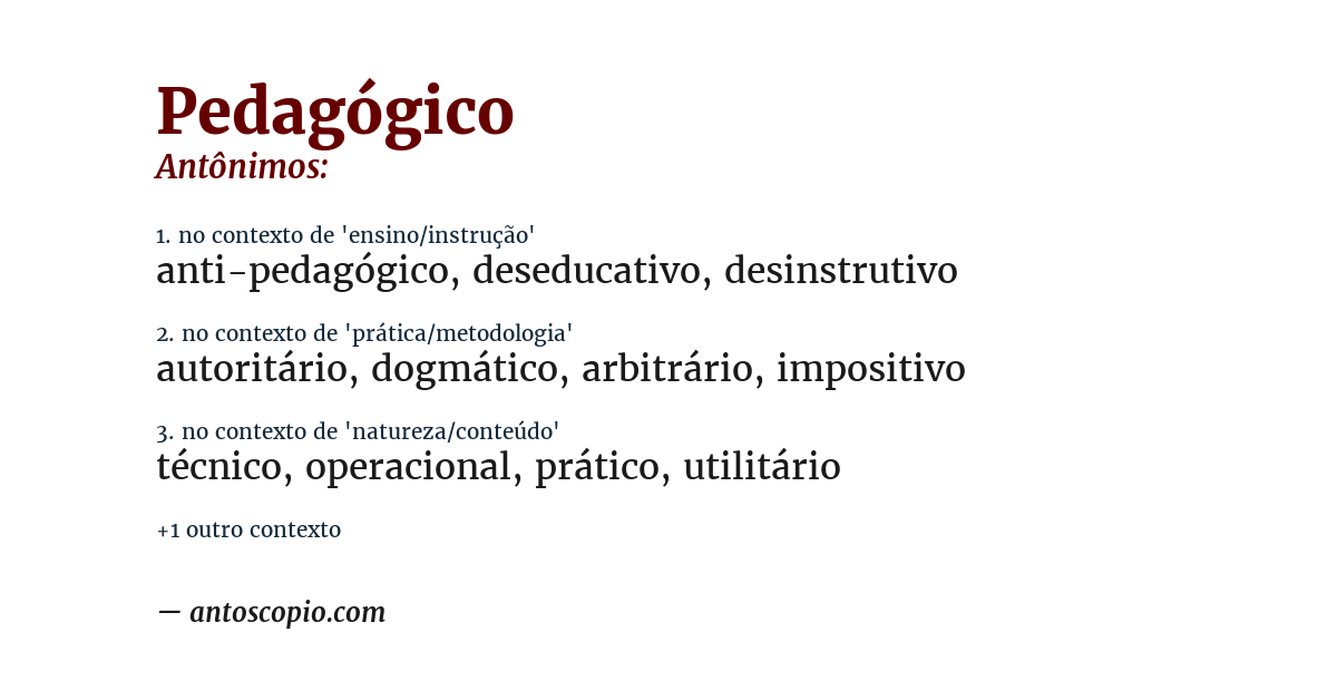 Antônimo de pedagógico