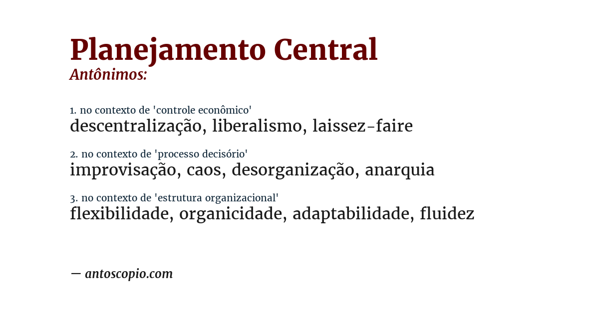 Antônimo de planejamento central