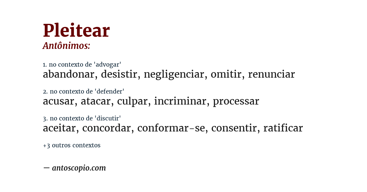 Antônimo de pleitear