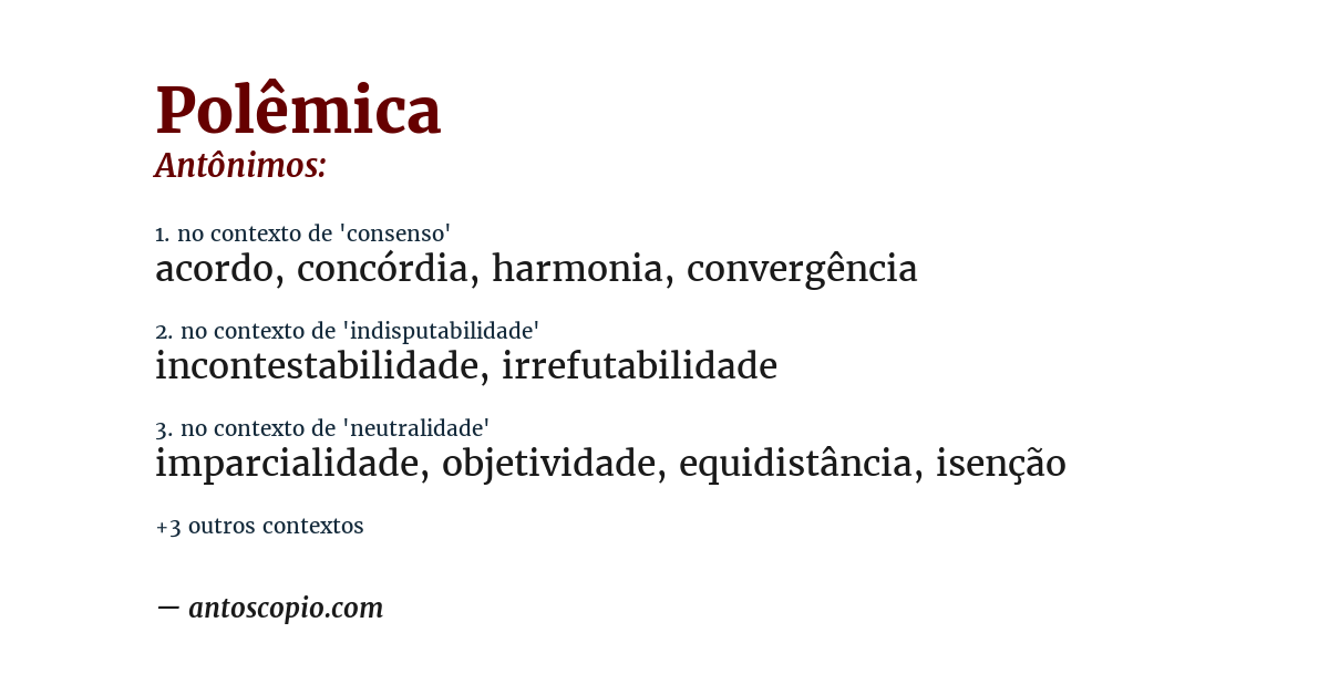 Antônimo de polêmica