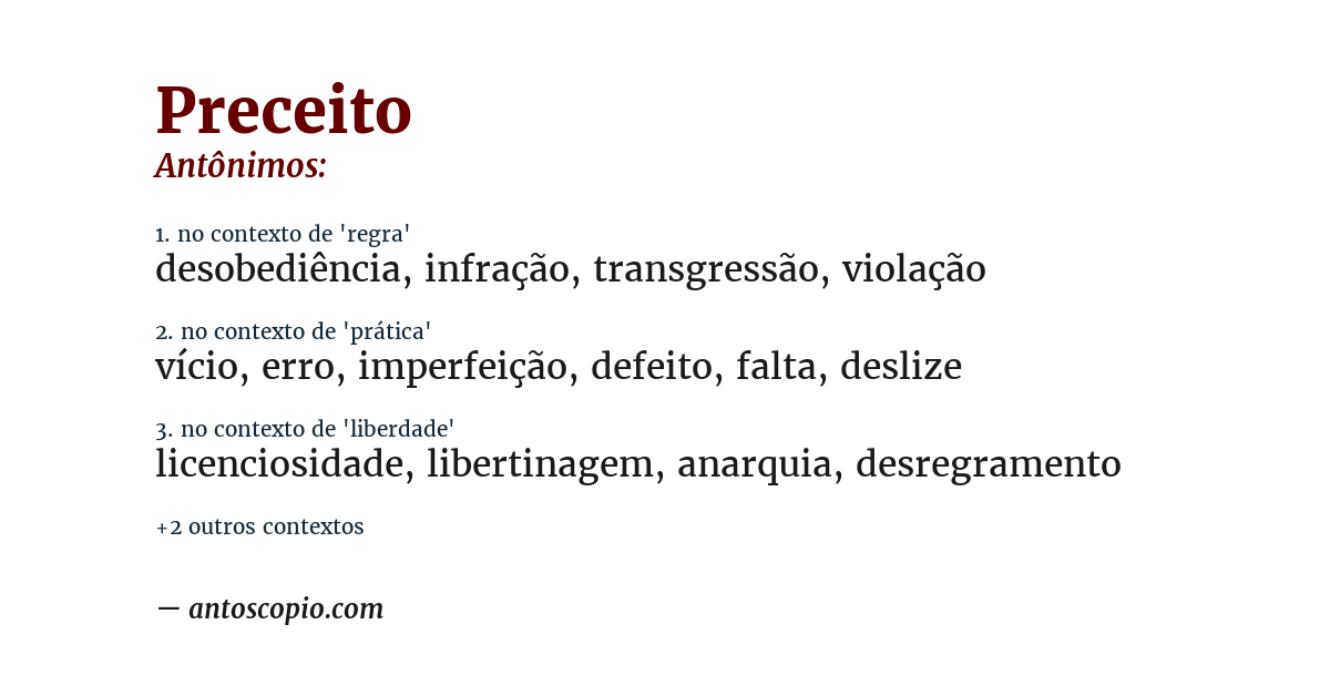 Antônimo de preceito