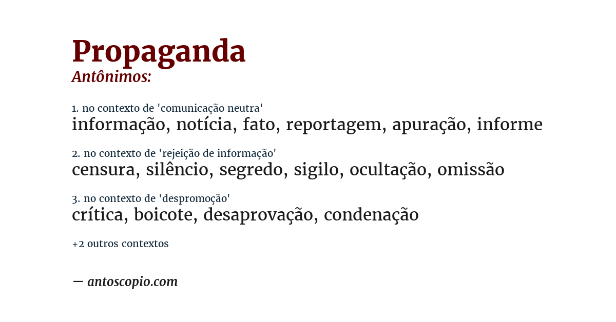 Antônimo de propaganda