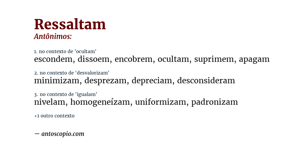 Antônimo de ressaltam