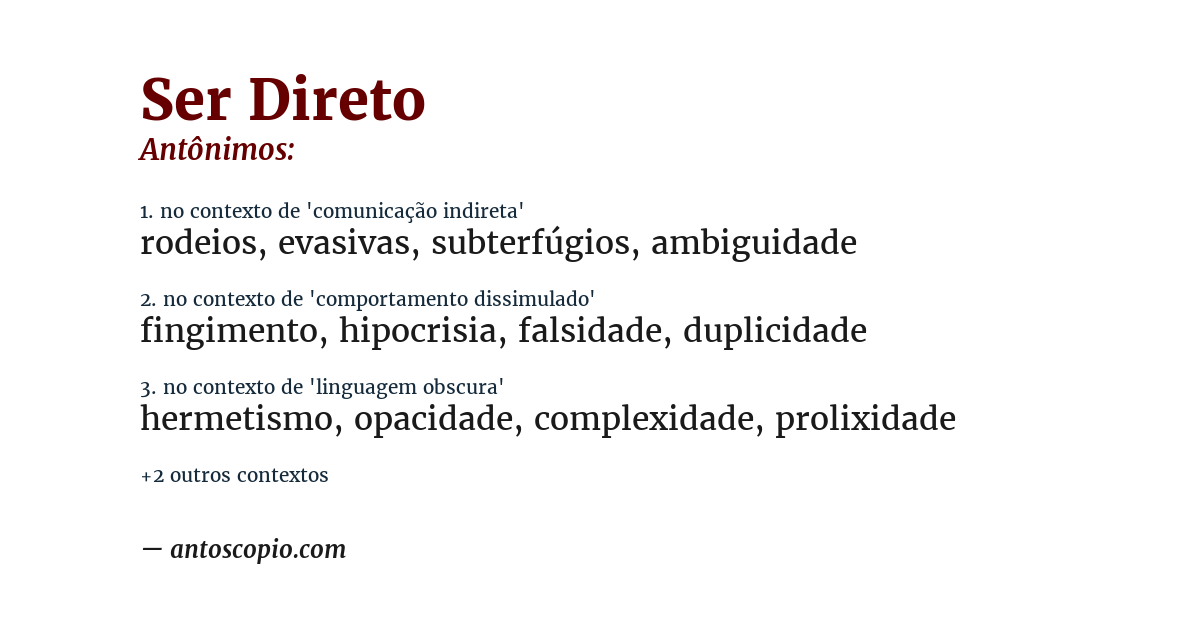 Antônimo de ser direto