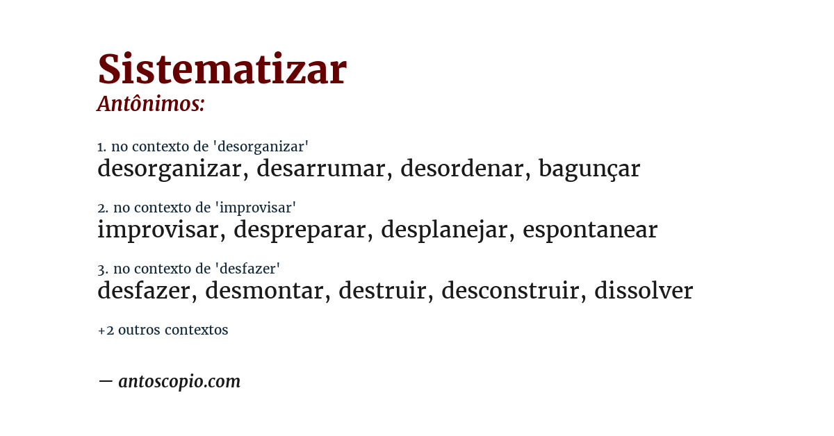 Antônimo de sistematizar