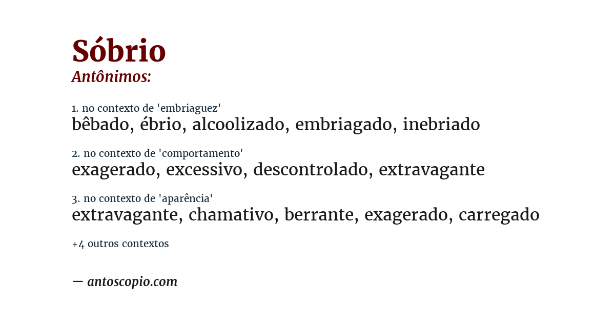 Antônimo de sóbrio