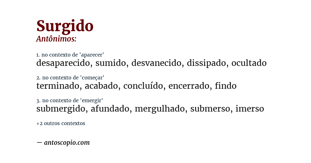 Antônimo de surgido