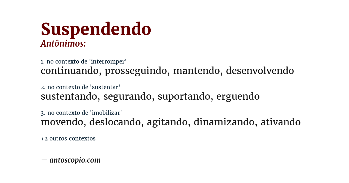 Antônimo de suspendendo