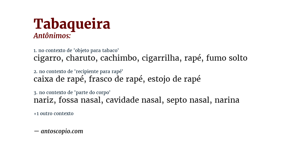 Antônimo de tabaqueira