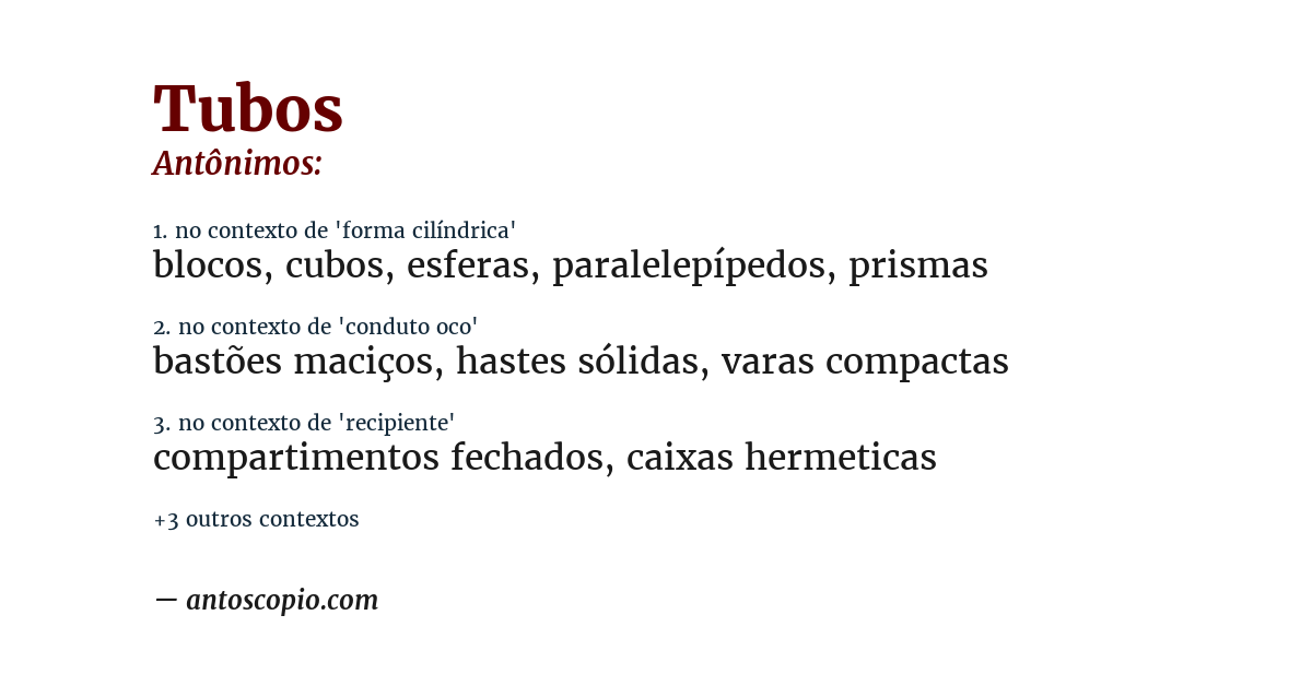 Antônimo de tubos