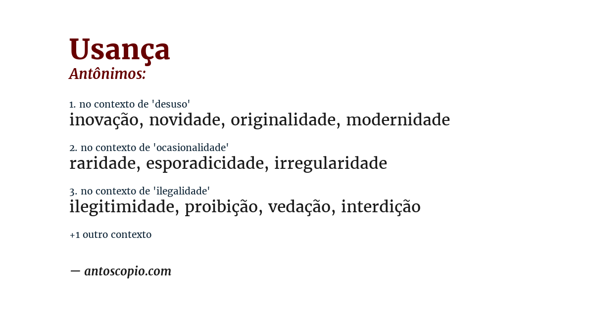 Antônimo de usança