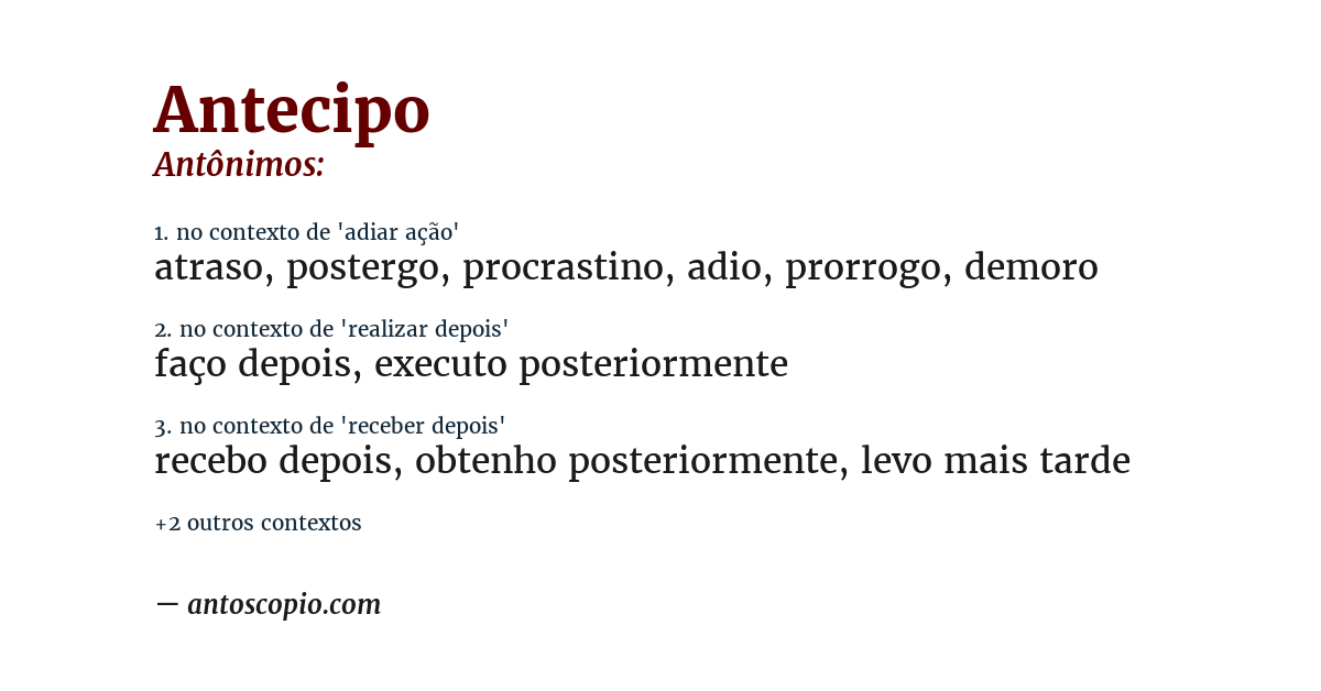 Antônimo de antecipo