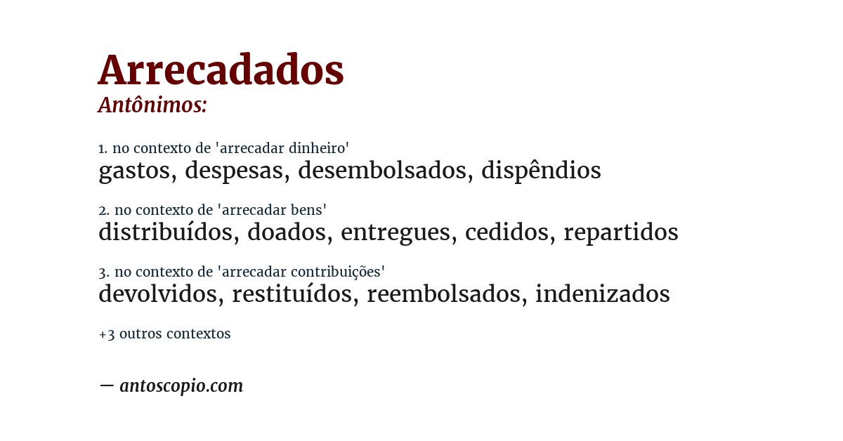 Antônimo de arrecadados