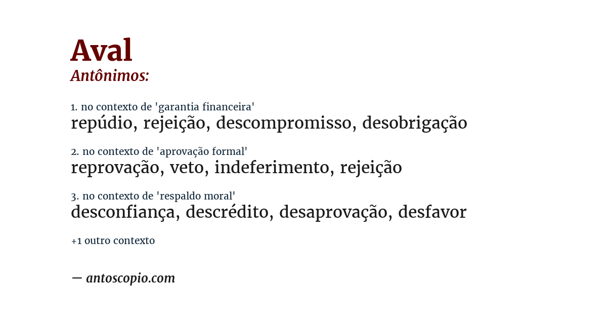 Antônimo de aval