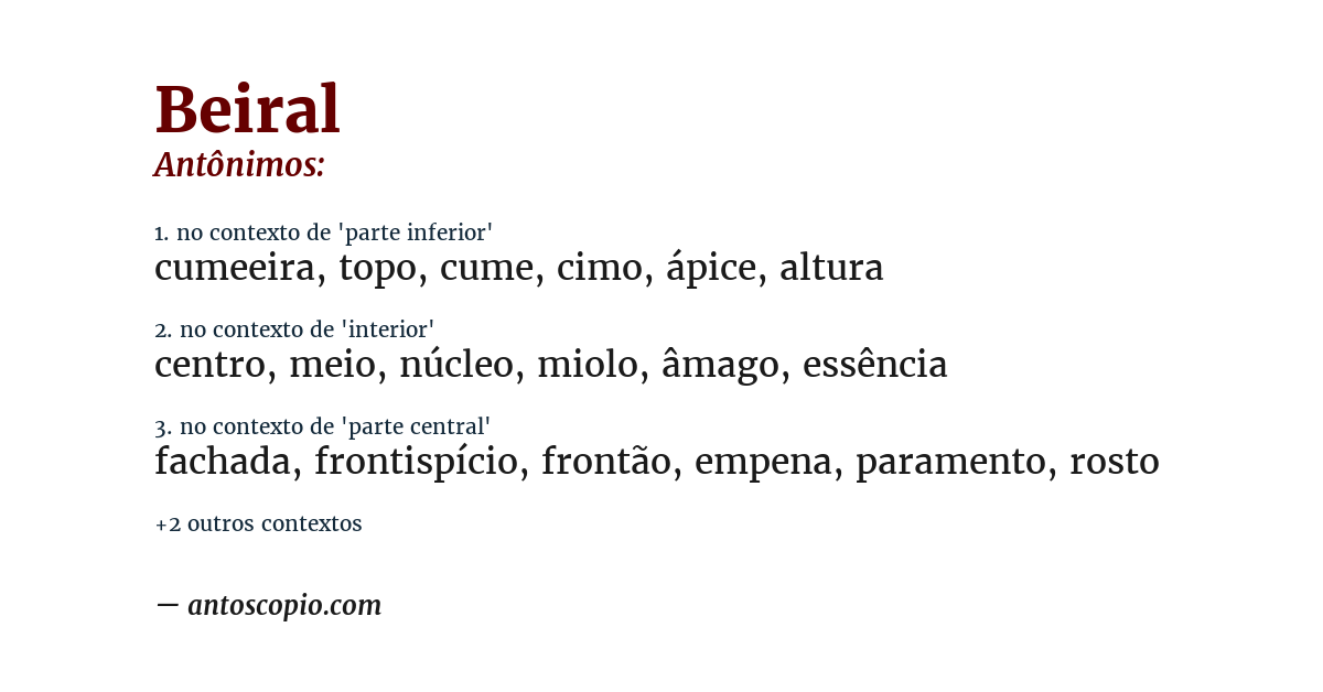 Antônimo de beiral