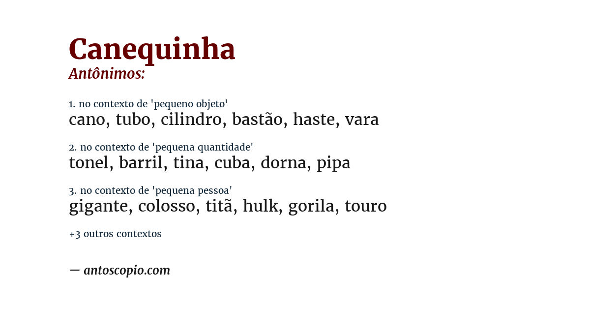 Antônimo de canequinha
