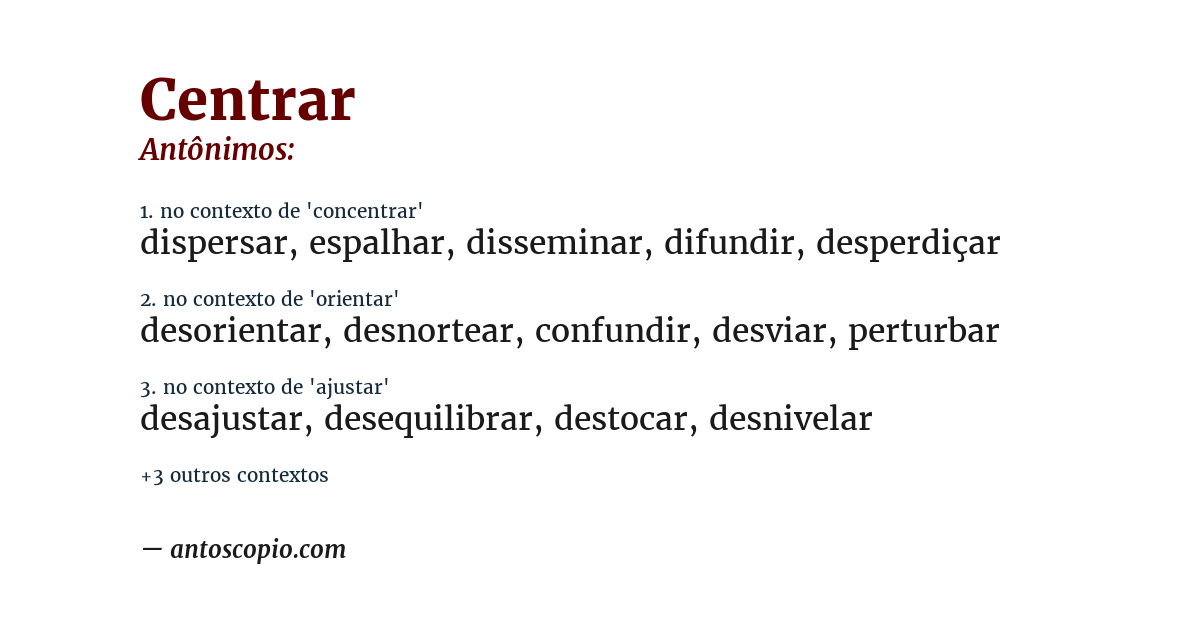 Antônimo de centrar