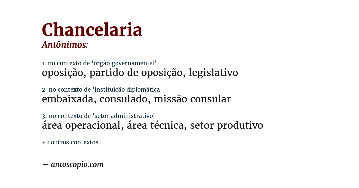 Antônimo de chancelaria