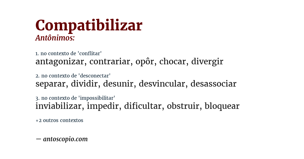 Antônimo de compatibilizar