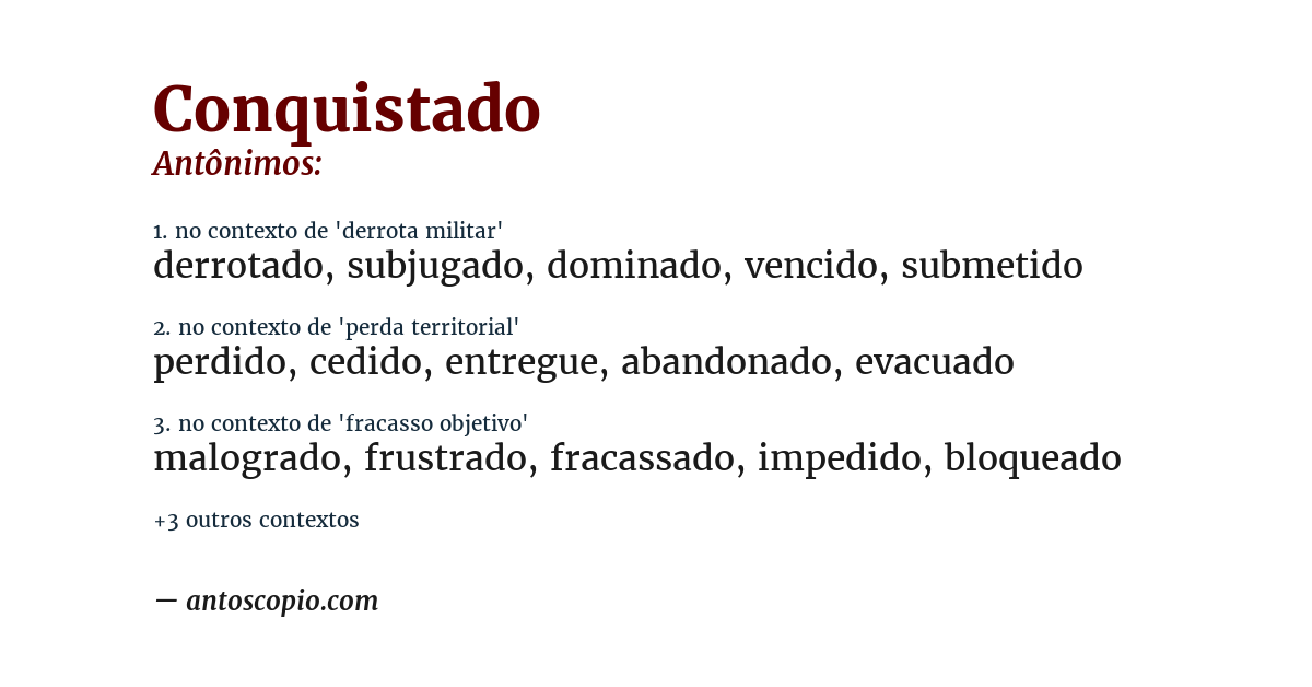 Antônimo de conquistado
