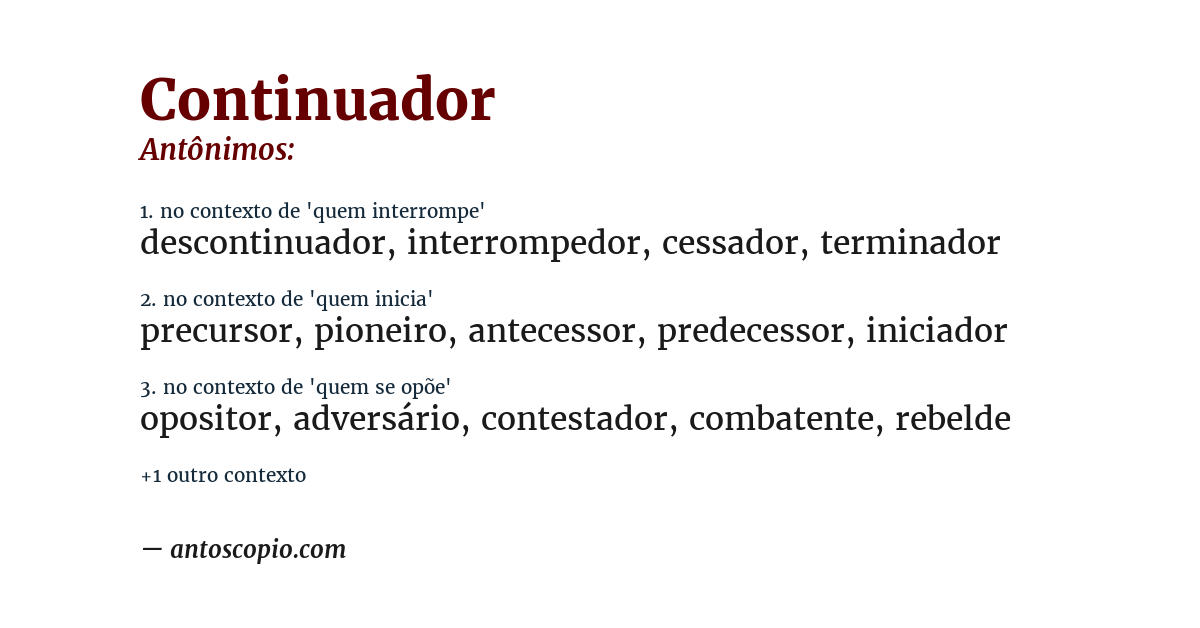 Antônimo de continuador