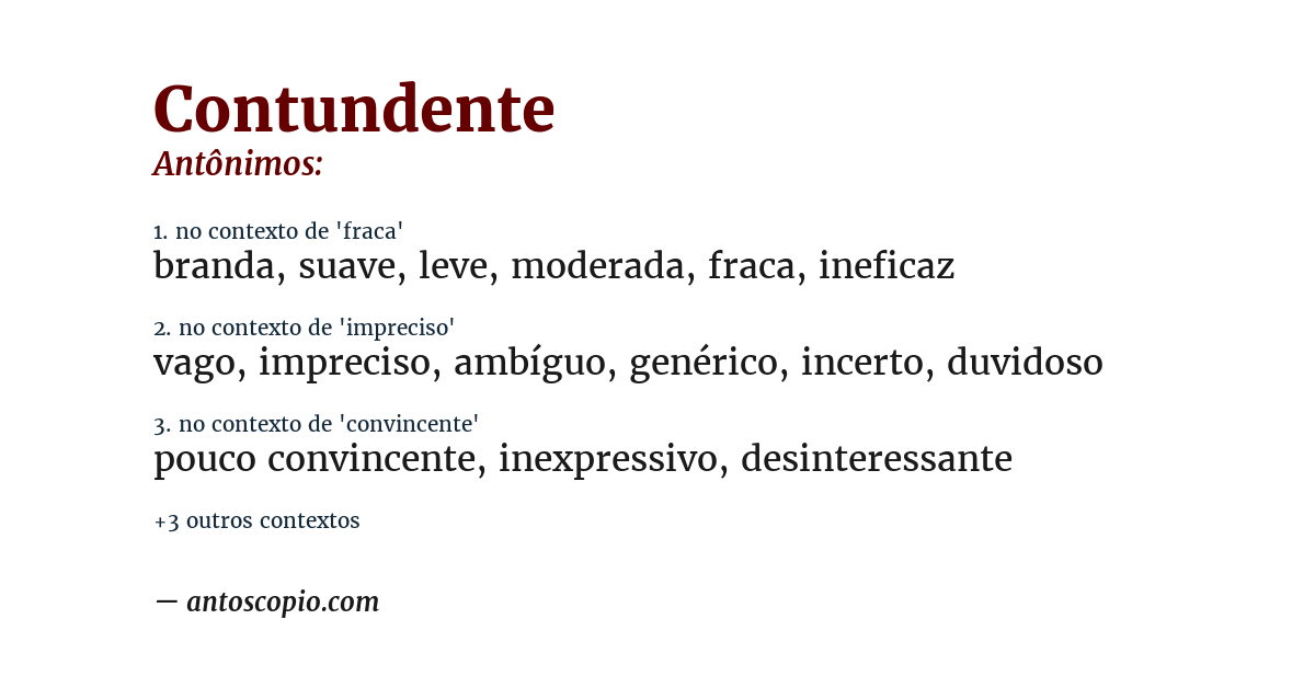 Antônimo de contundente