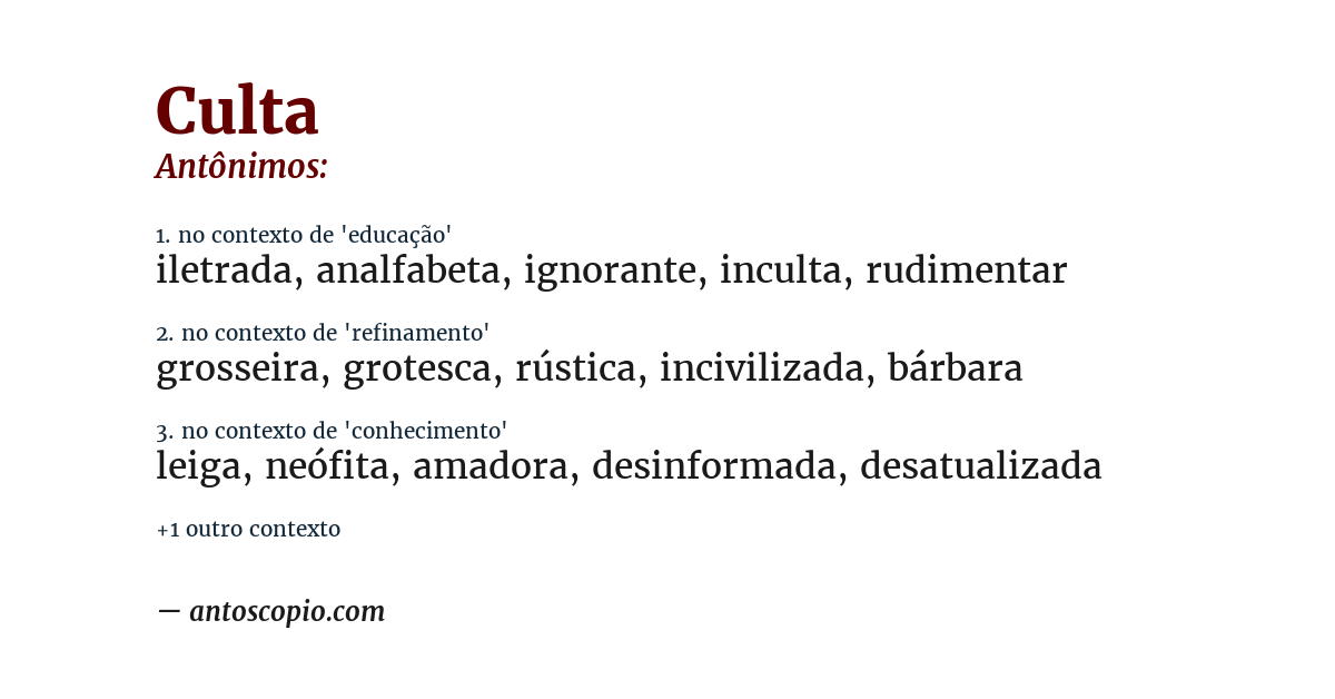 Antônimo de culta