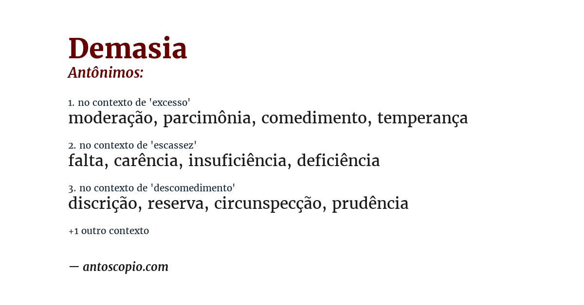 Antônimo de demasia