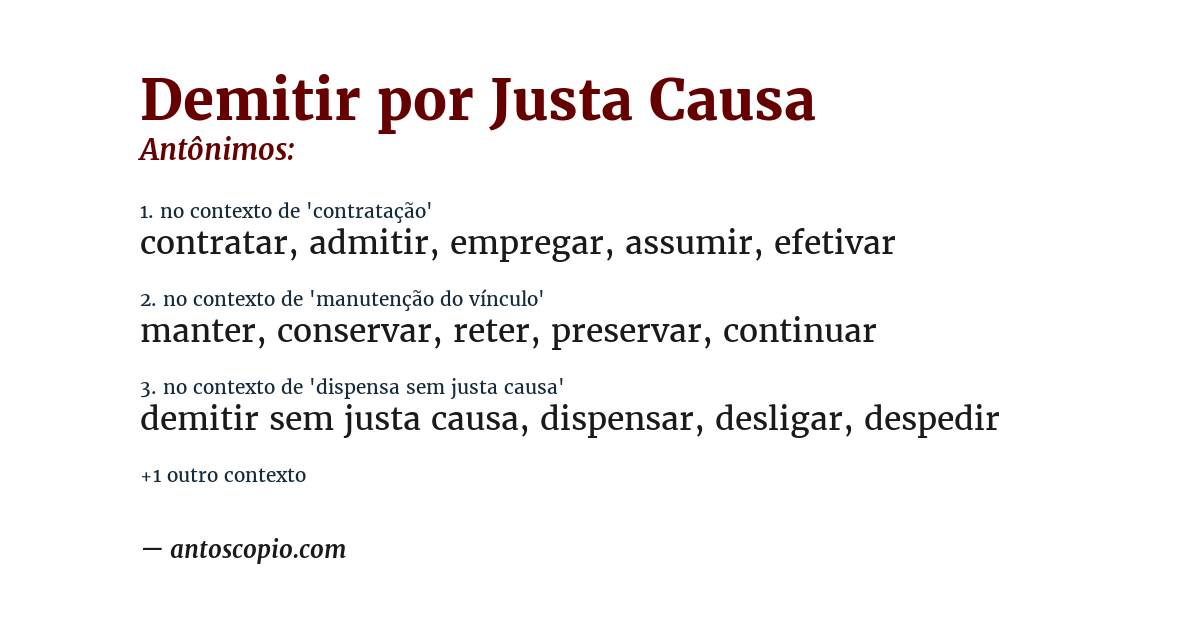 Antônimo de demitir por justa causa