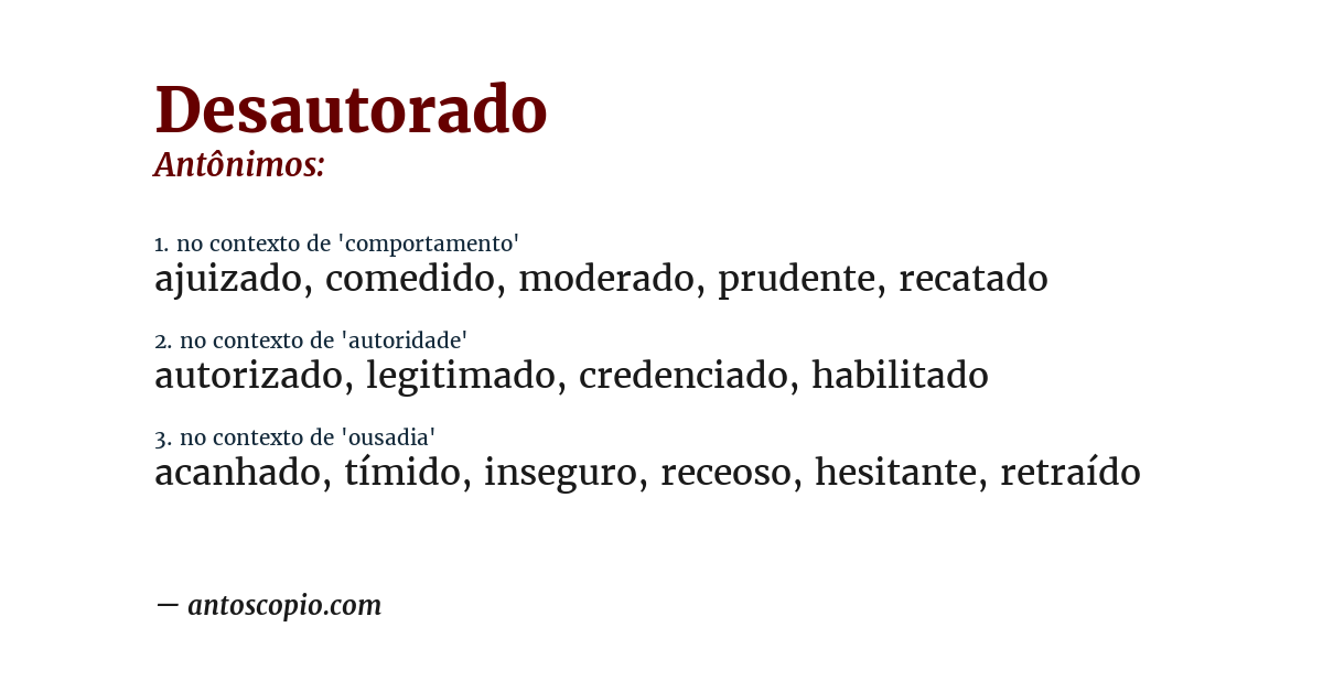 Antônimo de desautorado
