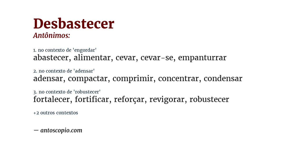 Antônimo de desbastecer