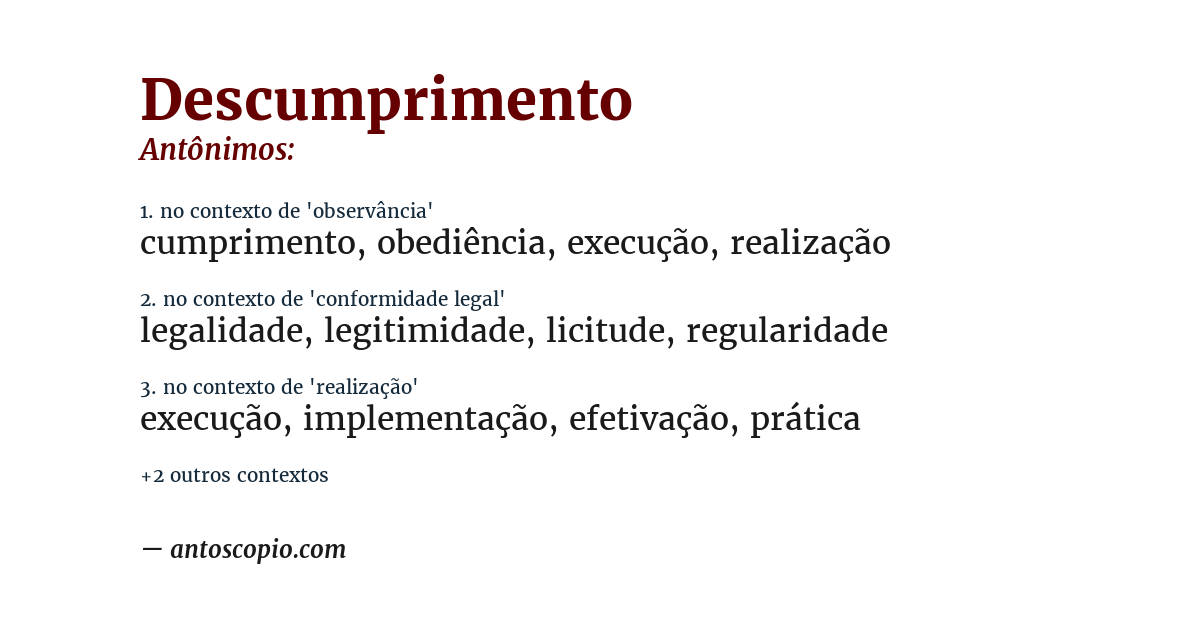 Antônimo de descumprimento