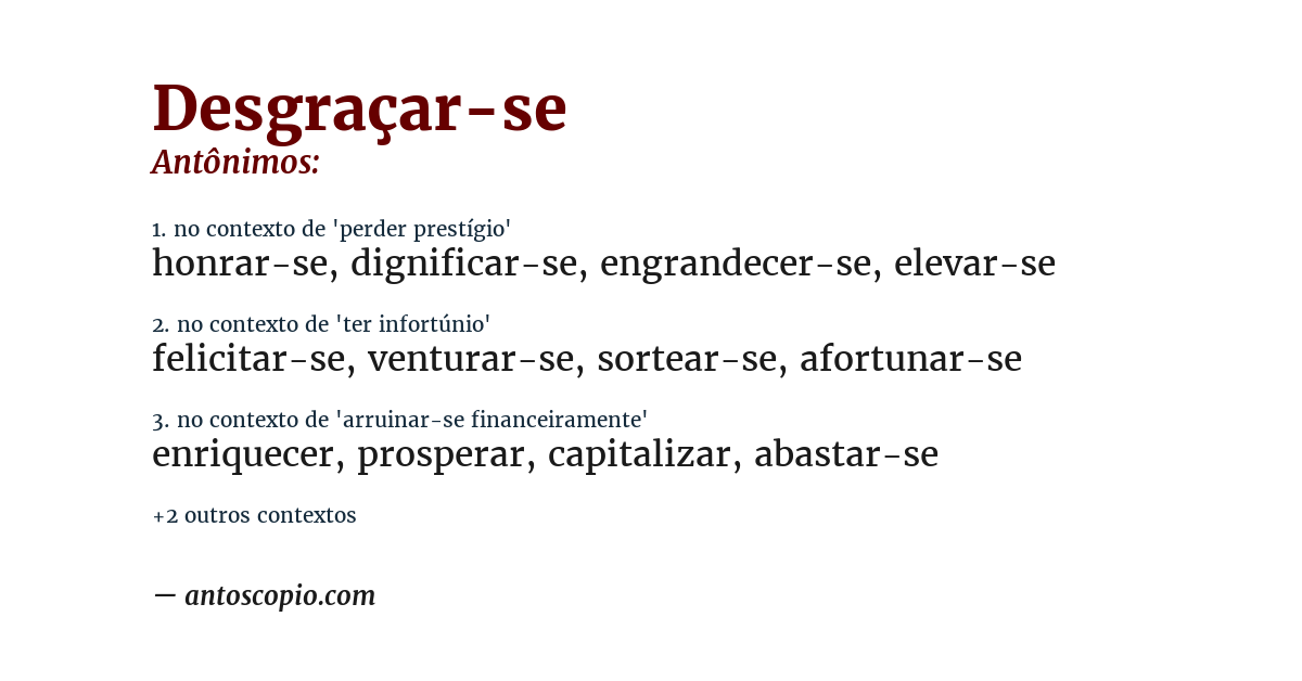 Antônimo de desgraçar-se