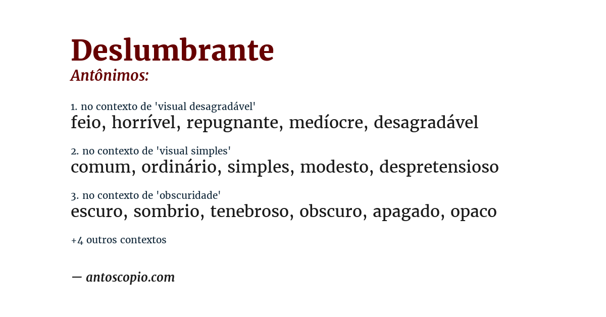 Antônimo de deslumbrante