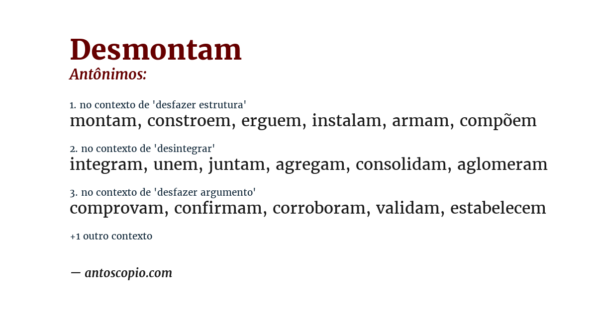 Antônimo de desmontam