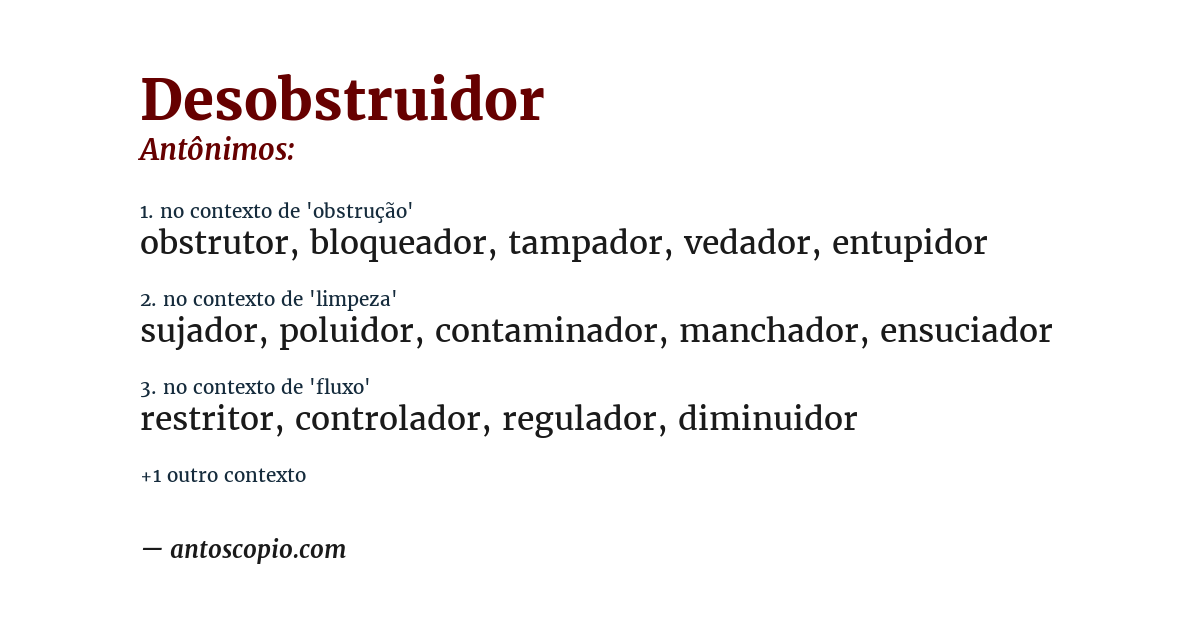 Antônimo de desobstruidor