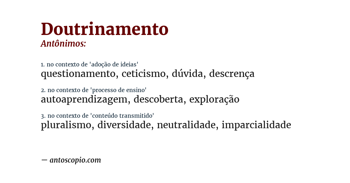 Antônimo de doutrinamento