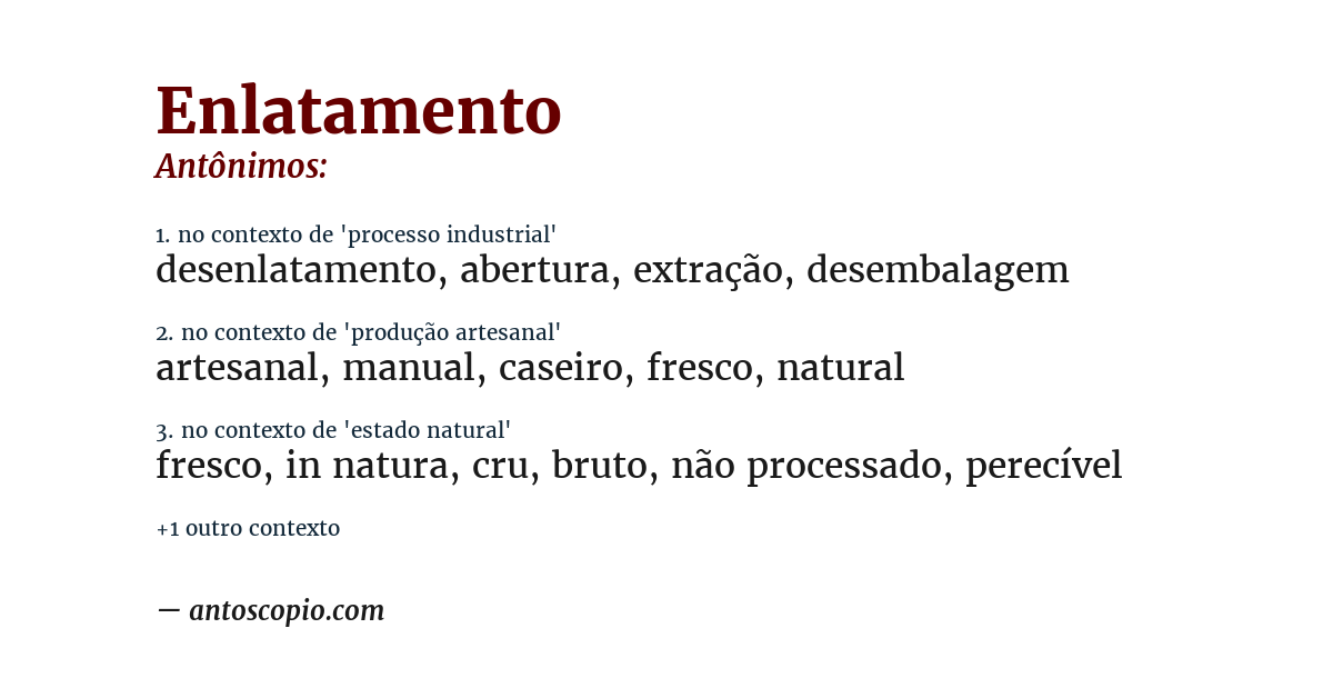 Antônimo de enlatamento