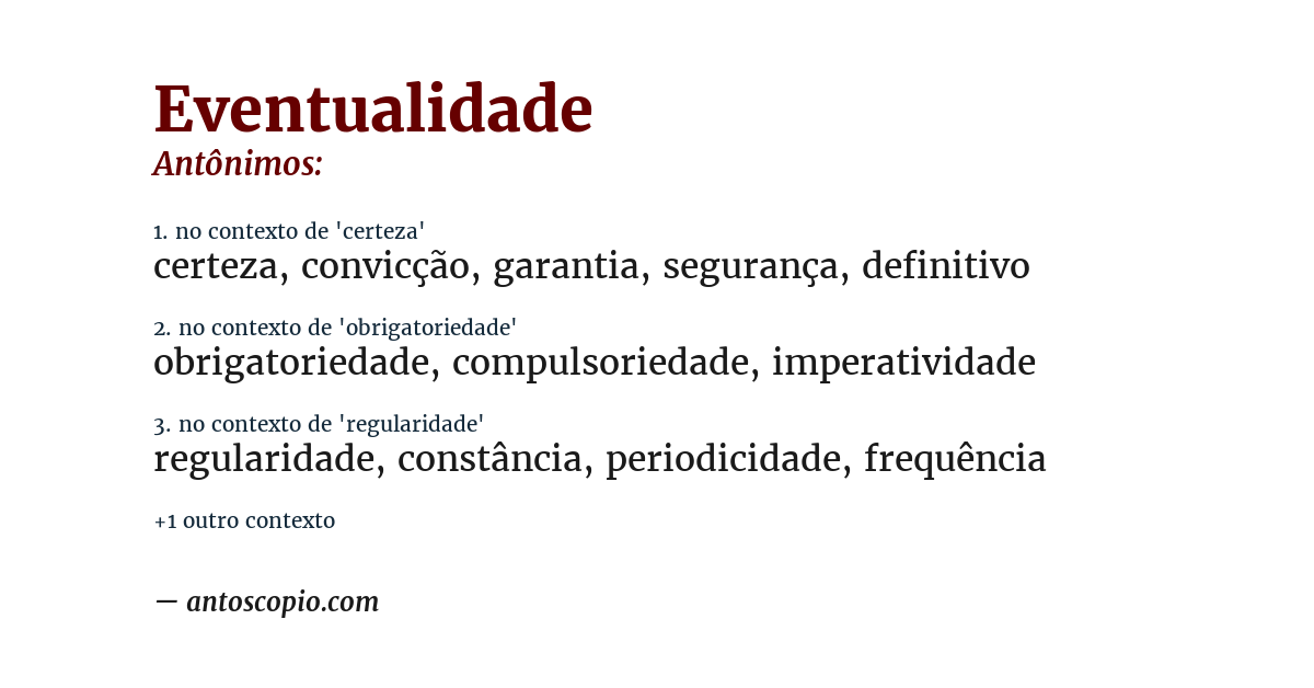 Antônimo de eventualidade