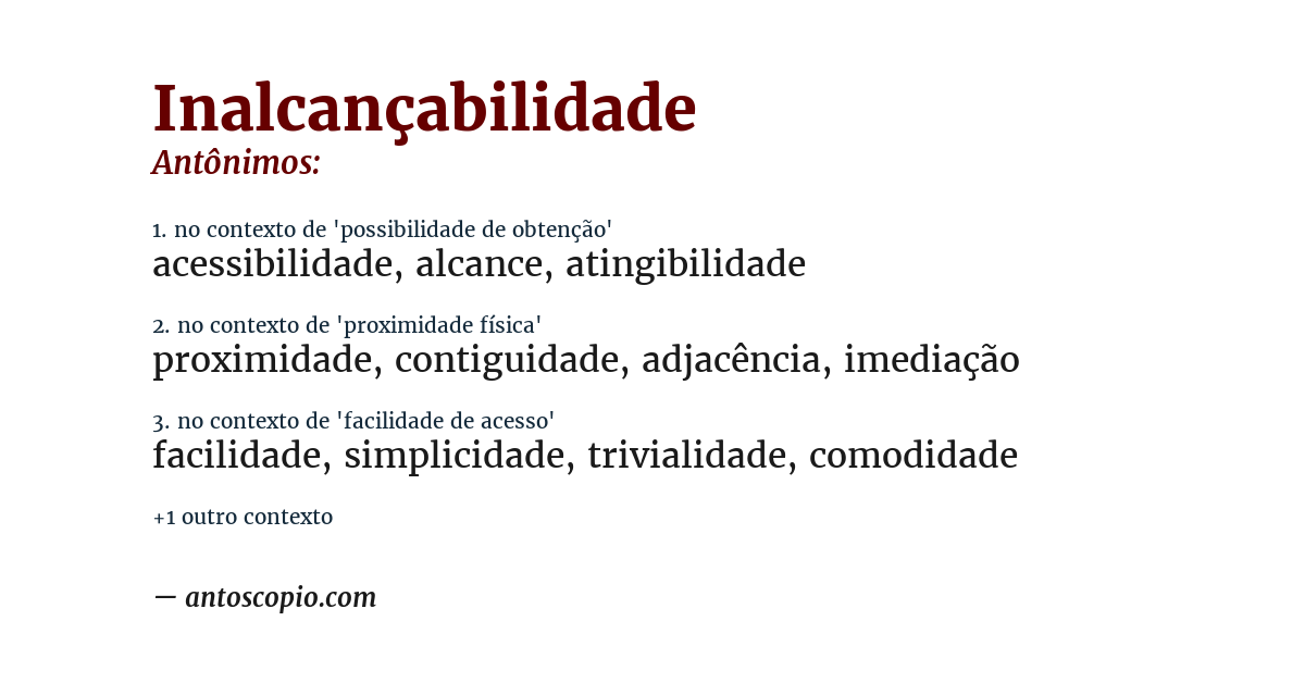 Antônimo de inalcançabilidade