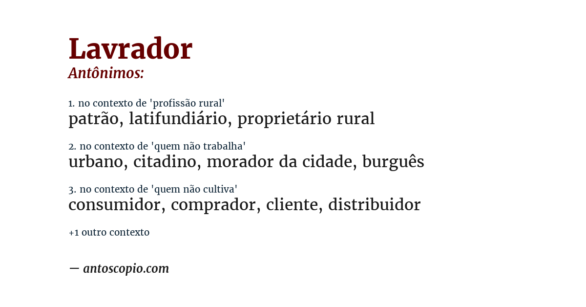 Antônimo de lavrador
