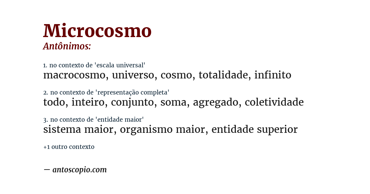 Antônimo de microcosmo