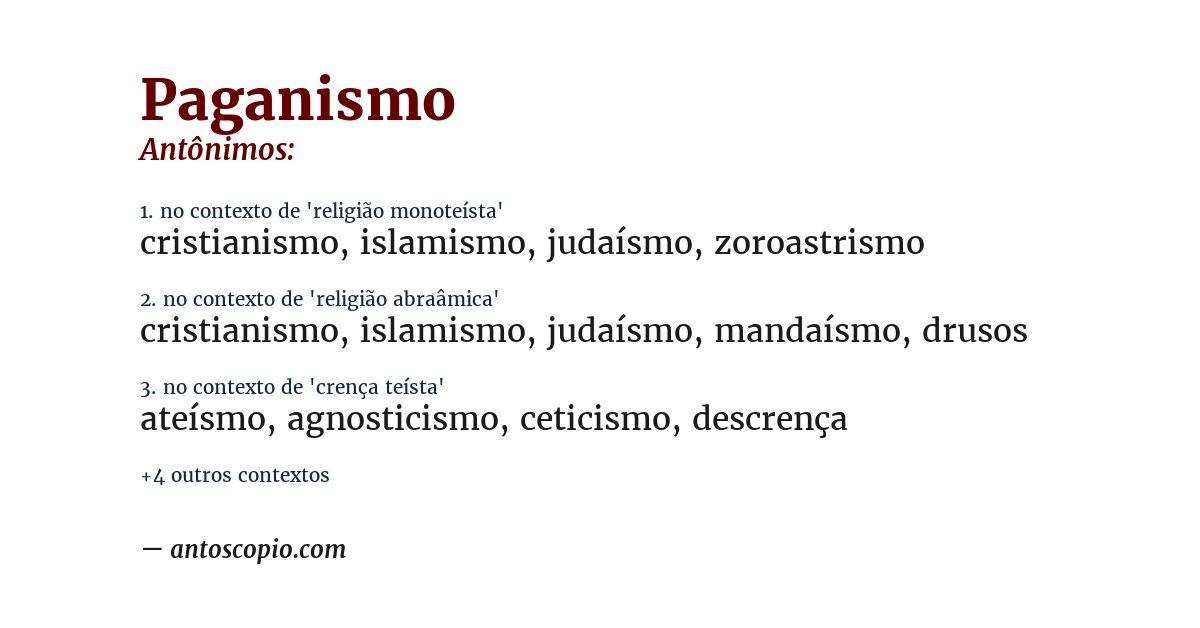 Antônimo de paganismo