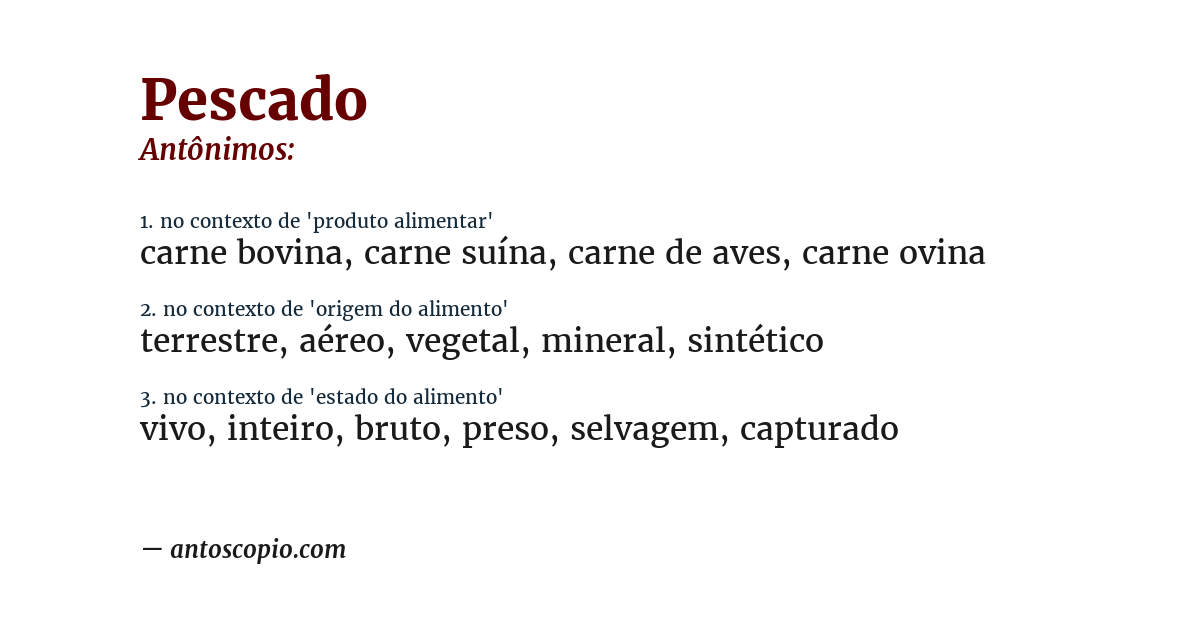 Antônimo de pescado