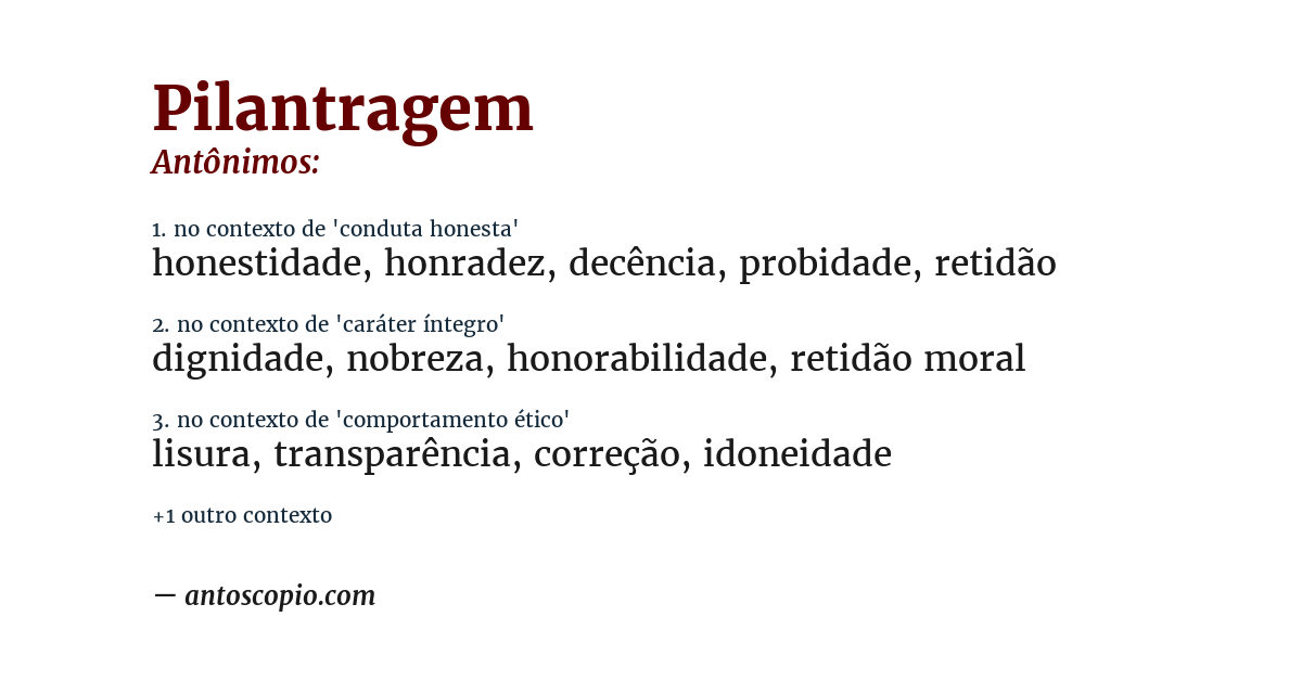 Antônimo de pilantragem