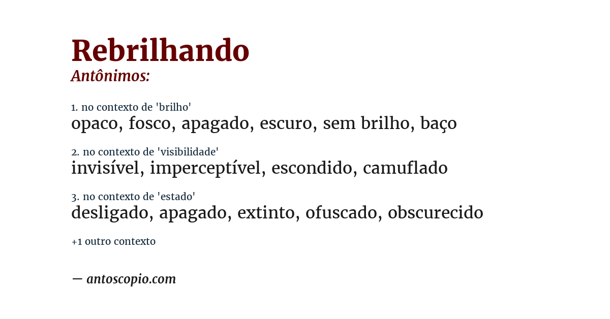 Antônimo de rebrilhando
