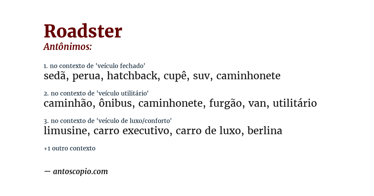 Antônimo de roadster