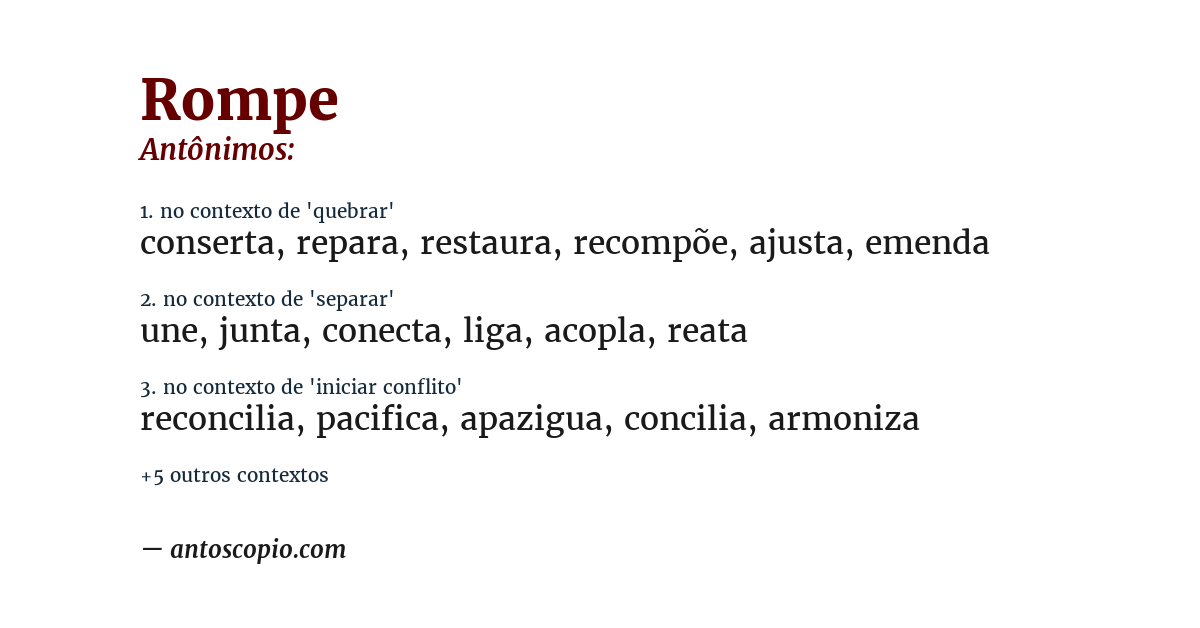 Antônimo de rompe